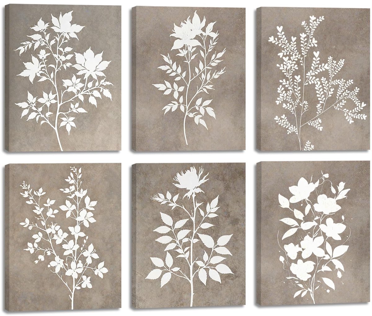 Azomor® Set van 6 Boho Botanische Canvas Afbeeldingen voor Slaapkamer en Woonkamer