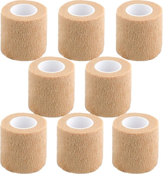 Foto: Zelfklevende pleister 8 rollen sporttape 5 cm x 4 5 m ademende elastische pleister zelfklevende fixatiepleister sportpleister voor eerste hulp bescherming tegen polsverstuikingen en honden beige