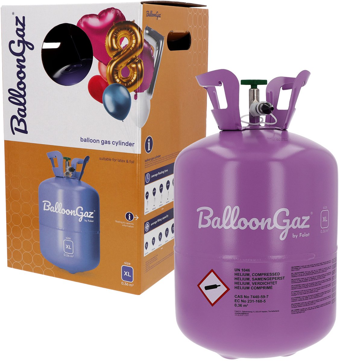 BalloonGaz - Helium Tank XL - 50 ballonnen - heliumtank voor ballonnen - helium - heliumpomp voor ballonnen - gastank ballonnen - heliumtanks - heliumballonnen verjaardag op Prijzenvolger.com