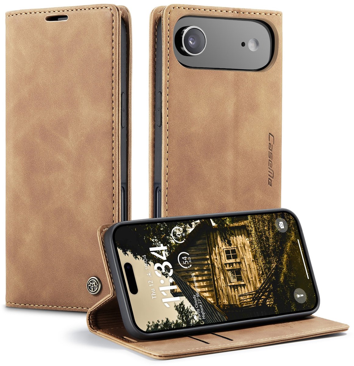 CaseMe Hoesje - Geschikt voor iPhone Air Hoesje - CaseMe 013 Book Case - Bruin