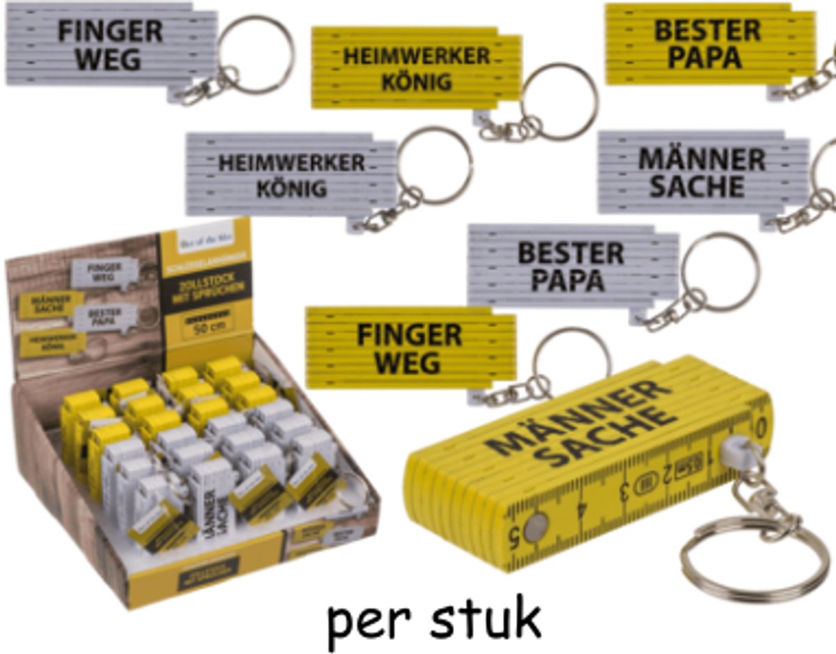 Sleutelhanger, plastic vouwliniaal met tekst