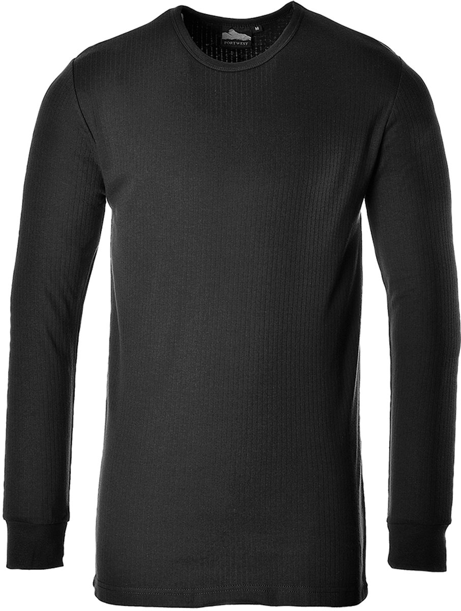 Portwest Thermisch T-Shirt Lange Mouw B123 - Zwart - M