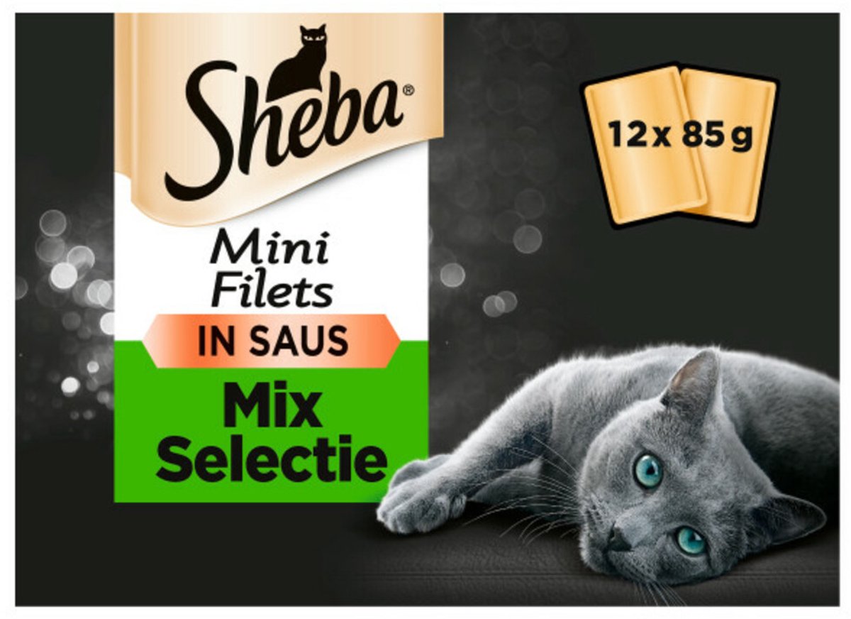 Sheba Mini Filets Selectie van de Chef in saus natvoer kat (zakjes 85 g) 12 x 85 g