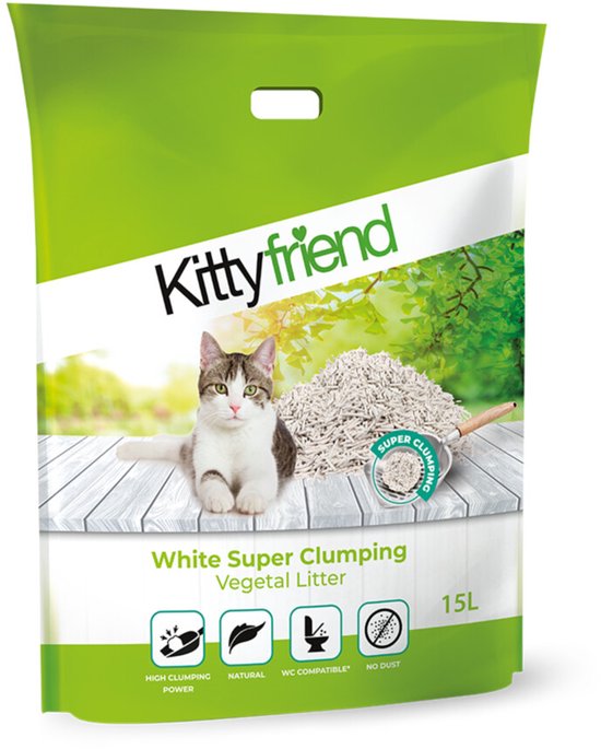 Kitty Friend Kattenbakvulling Vegetal White Super Clumping Litter - 15 liter