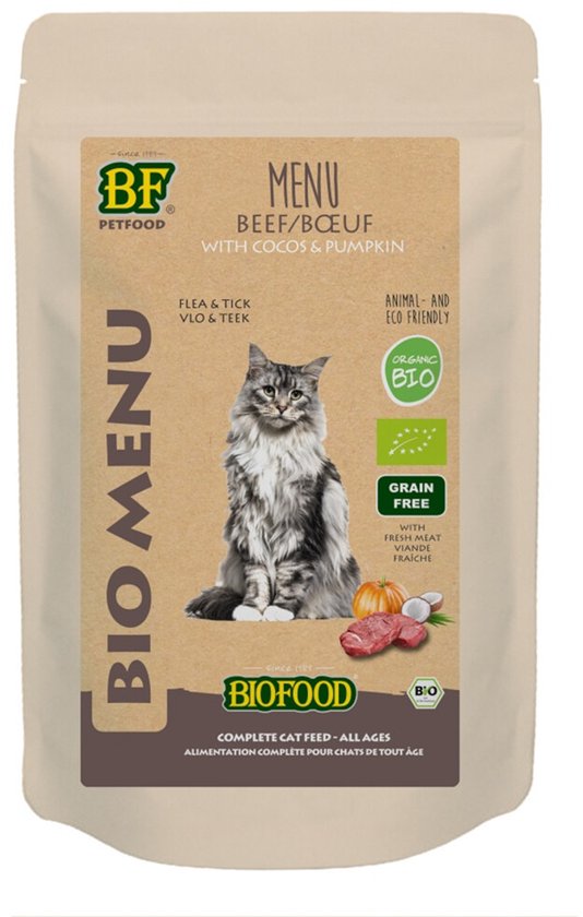 Biofood Organic - Biologisch Kattenvoer Natvoer - Rund - 20 x 100 gr NL-BIO-01