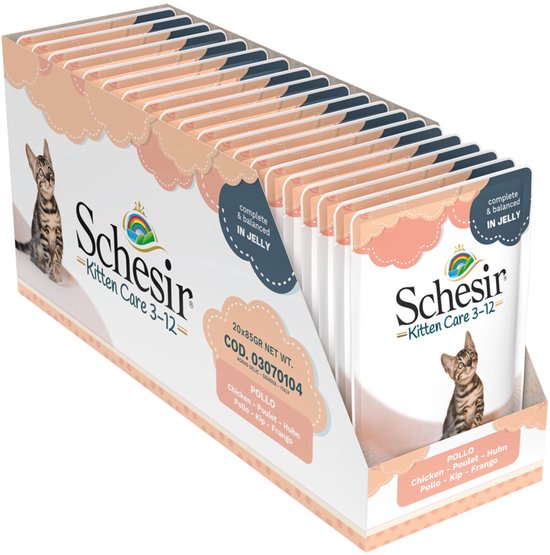 Schesir Kattenvoer Kitten 3-12 Kip in Gelei - 20 x 85 gr - Voordeelverpakking