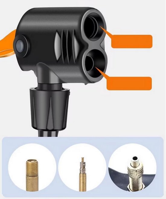 Fietspomp - Fietspomp met Drukmeter - Voetpomp Fiets - Voetpomp met dubbele cilinder - Staande Pomp - Staande Fietspomp - Analoge Drukmeter - Dubbele Ventielkop - Fiets Pomp - Voor Racefiets, Mountainbike, Ballen, Scooter en Auto Banden — afbeelding 4