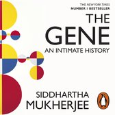 Het boek 'The Gene: An Intimate History' van Siddhartha Mukherjee met een abstracte moleculaire grafische weergave op de kaft.