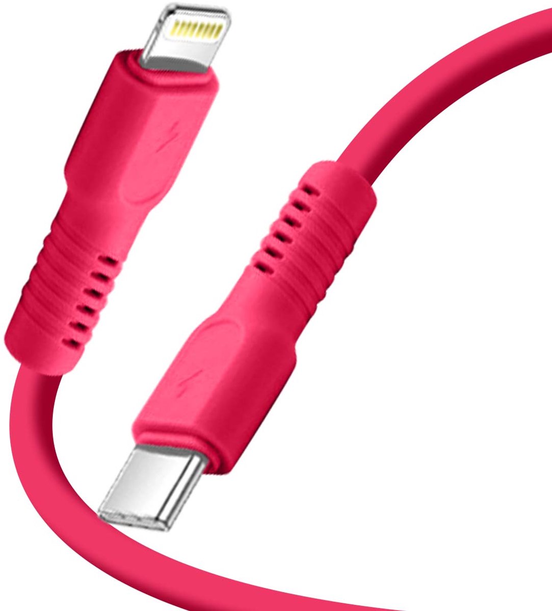 Forever, Oplaadkabel 2.4A en Sync USB-C naar Lightning 27W 1,8m, Roze