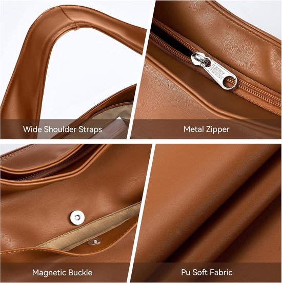 Long Keeper Grote handtassen voor dames - lederen draagtassen crossbody hobo schoudertassen vrouwen mode tas tas met dames portemonnees set, Zwarte Set - Met Dames Portemonnee