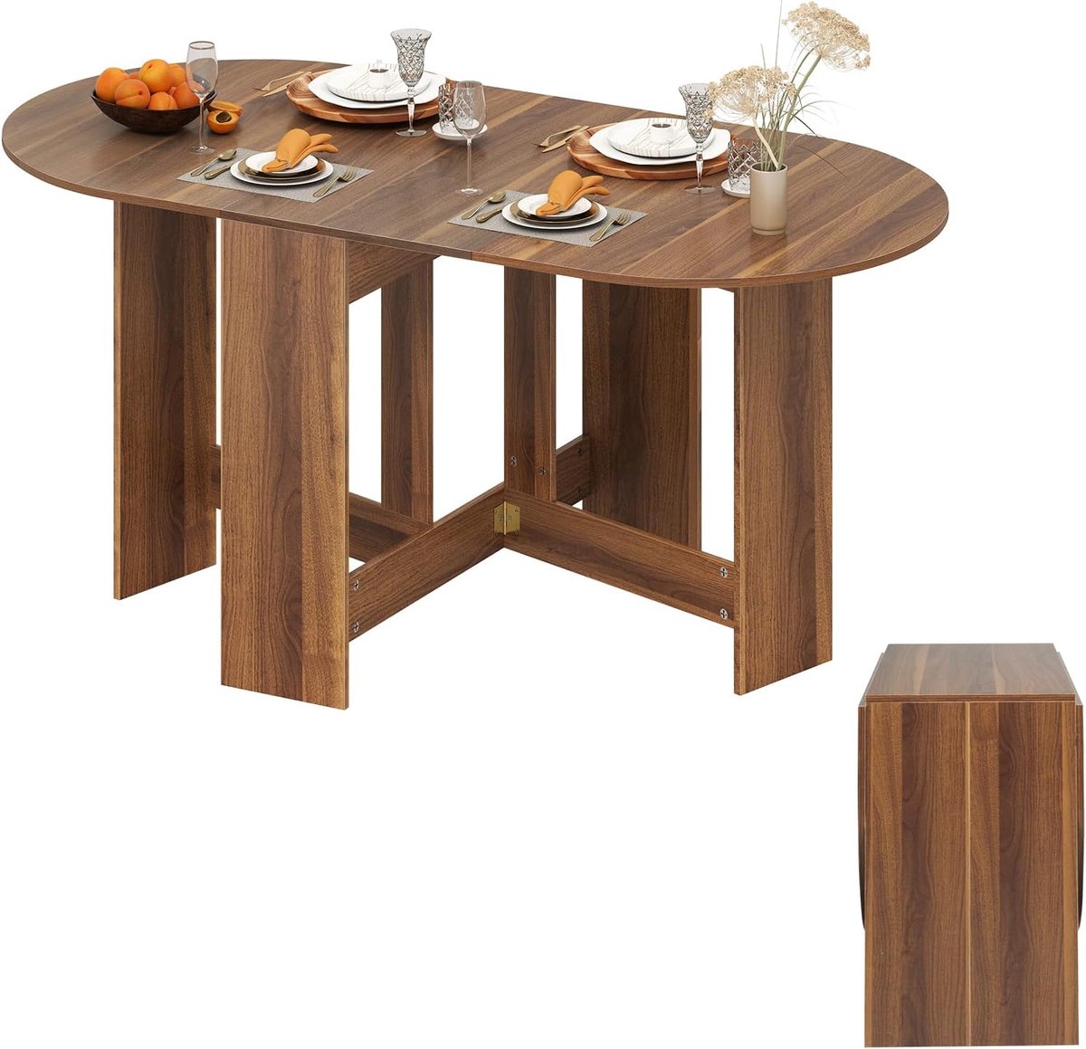 HOMCOM klaptafel eettafel bijzettafels opslagruimte