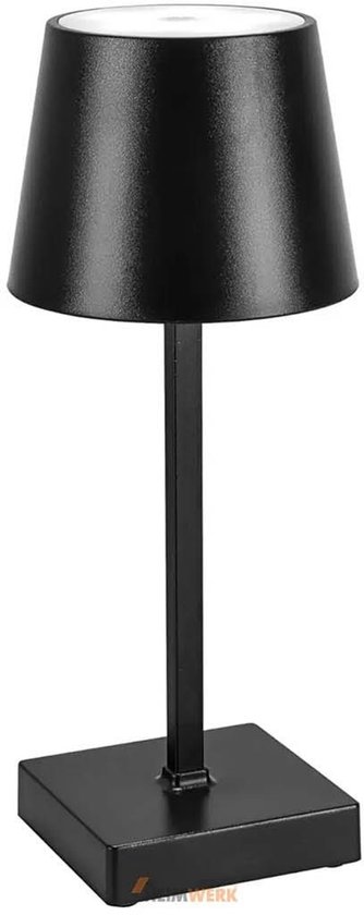 LED Tafellamp - Draadloos en Dimbaar - Moderne Touch Lamp - Tafellamp buiten - Bureaulamp Woonkamer - Nachtlamp Slaapkamer- Camping Lamp – Leeslamp- Zwart - Op Batterijen
