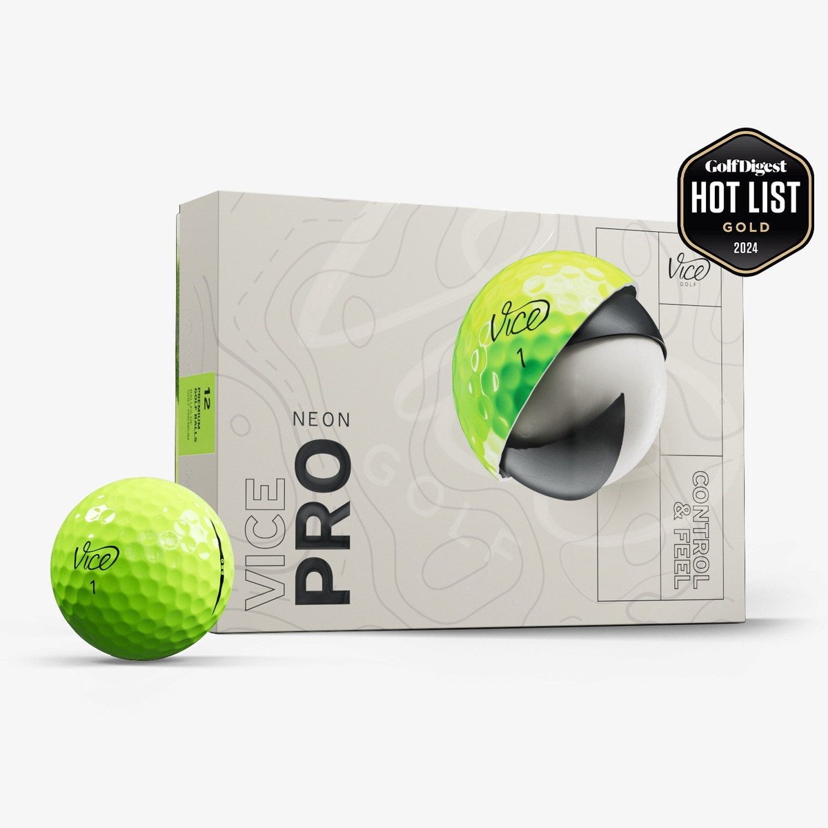 Vice Golf Pro - 12 golfballen - Neon Lime - Premium 3-delig - Urethane cover - Betrouwbare allrounder
