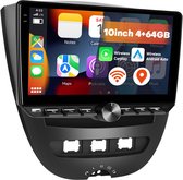 Boscer Autoradio - Geschikt voor Peugeot 107, Toyota Aygo & Citroen C1 - Android 15 - 4+64GB - Apple Carplay & Android Auto (Draadloos) - 10 Inch HD IPS Touchscreen - GPS, USB, USB-C, Bluetooth, Wifi & MP5 - Achteruitrijcamera & Microfoon