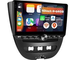 Boscer Autoradio - Geschikt voor Peugeot 107, Toyota Aygo & Citroen C1 - Android 15 - 4+64GB - Apple Carplay & Android Auto (Draadloos) - 10 Inch HD IPS Touchscreen - GPS, USB, USB-C, Bluetooth, Wifi & MP5 - Achteruitrijcamera & Microfoon
