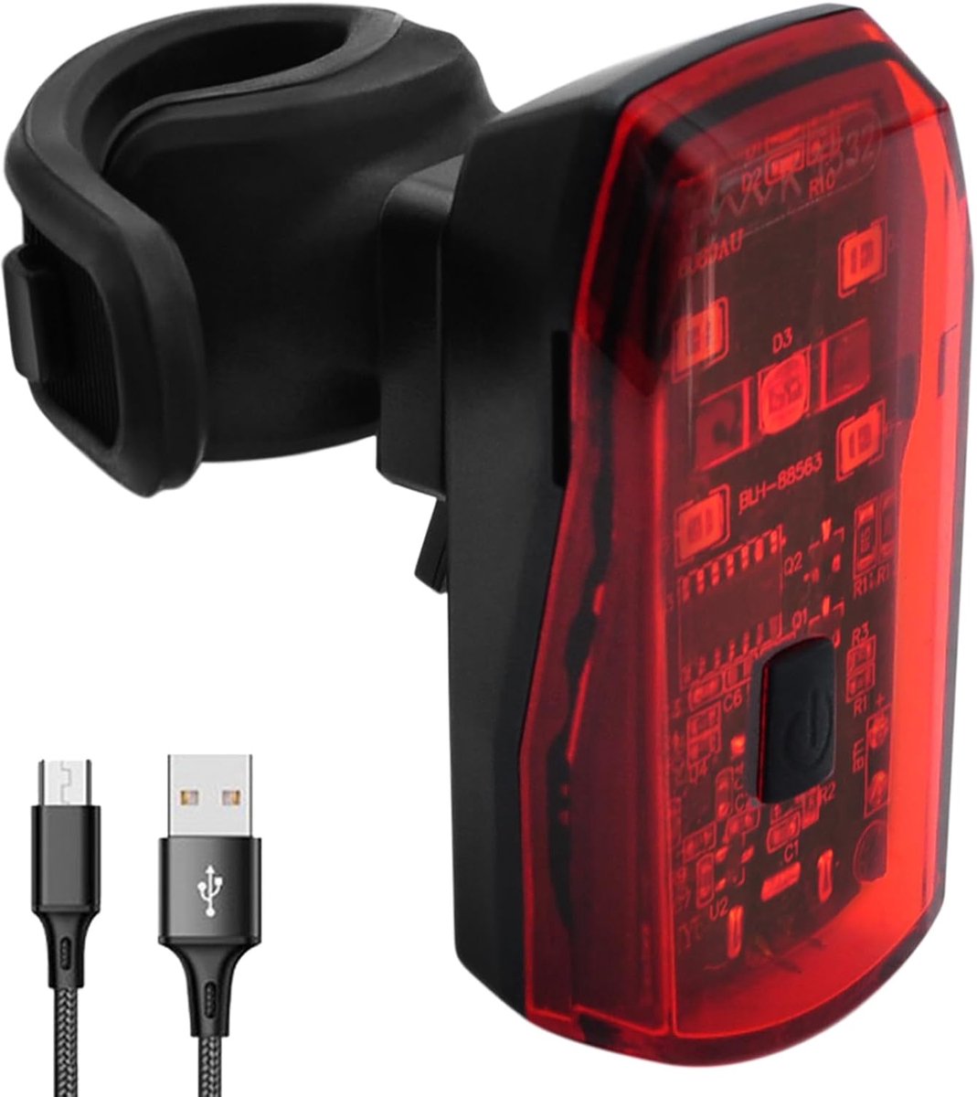LED Fiets Achterlicht met Slimme Remsensor en USB-C Oplaadbaar, Rood Veilig Fietslicht voor Nachtrijden