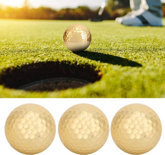 4-delige dubbellaags vergulde golfbal set voor schommeloefeningen en lange afstanden - gouden golfballen van merknaam voor training en als geschenk . van Merkloos — afbeelding 4