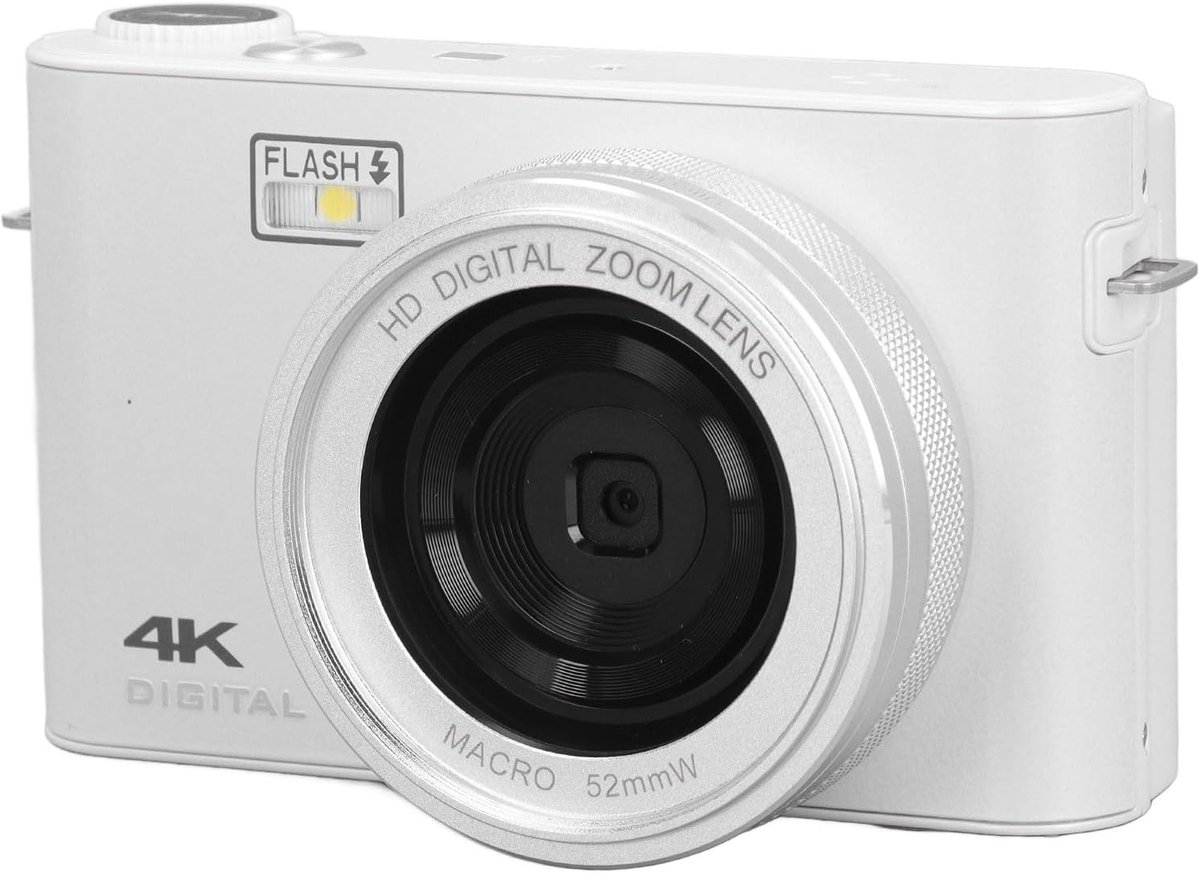 Kleine digitale camera voor kinderen - FHD 1080P compacte camera's met 18x zoom, 64 MP 4K vlogcamera, draagbaar voor tieners, jongens, meisjes en senioren - 32GB (wit)