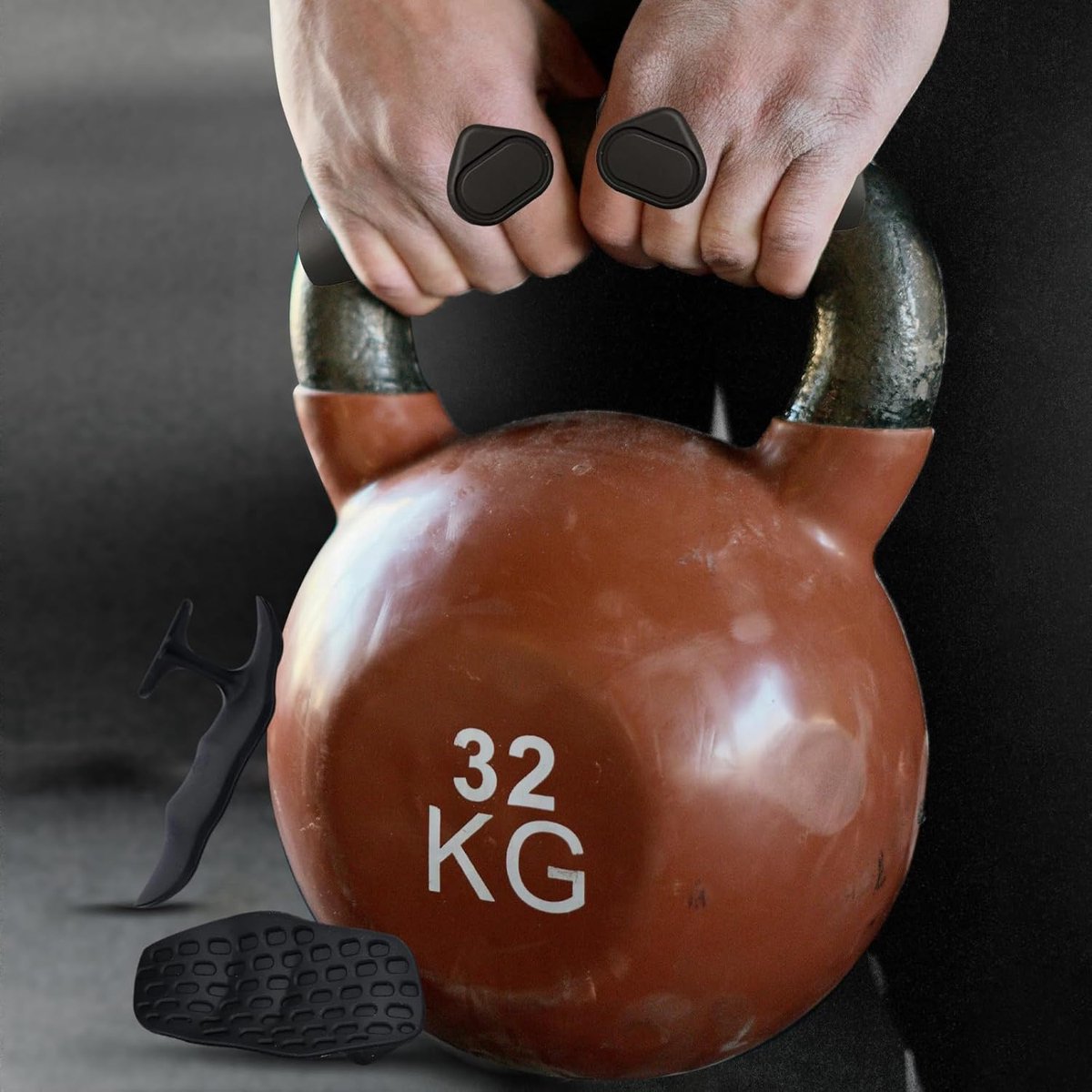 2 paar antislip rubberen gewichthefhandgrepen - Geschikt voor training in de sportschool, pull-ups, deadlifts, dumbbells en gewichtheffen - Zwart – foto 8