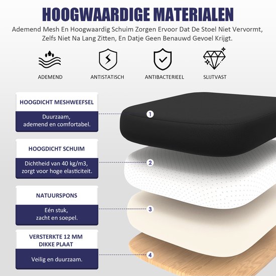 Durrafy Bureaustoel - Ergonomische Bureaustoel - Bureaustoelen voor Volwassenen - Office Chair - met Lendensteun & 90° Opklapbare Armleuningen | Verdikt en Verbreed Zitkussen | Hoogteverstelling - Stoel Tot 150kg - Zwart