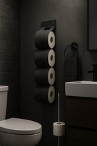 Houten Tic Tac Toe toiletrolhouder: aan de muur en op de vloer te