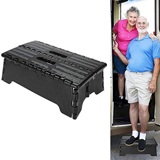 Opvouwbare en draagbare voetenbank, 38 x 22 x 13 cm, antislip kruk voor kinderen en volwassenen, ideaal voor keuken, badkamer, camping