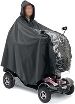 Scootmobielponcho - Poncho Deluxe voor scootmobiel - 161*141cm - Scootmobiel Poncho - Regenponcho - Unisex - Waterdichte regenponcho - poncho scootmobiel - voor scootmobielen en rolstoelgebruikers - Lichtgewicht - Zwart