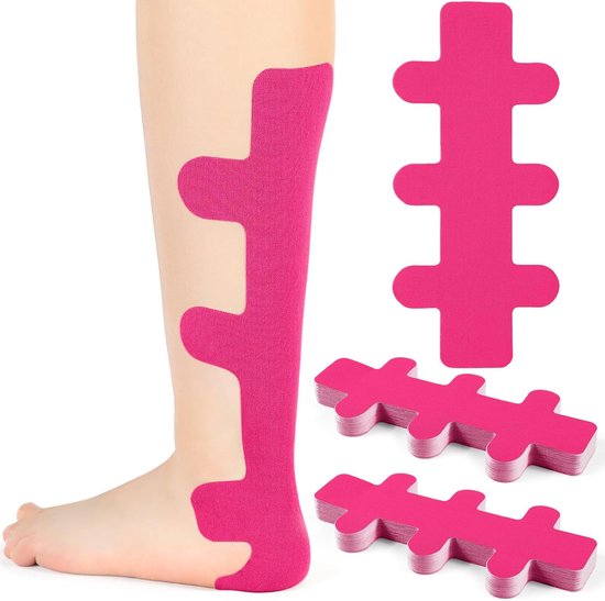 Foto: 20 stuks kinesiologietape voorgesneden achillespeesband latexvrij ter ondersteuning van de enkelspieren felroze 