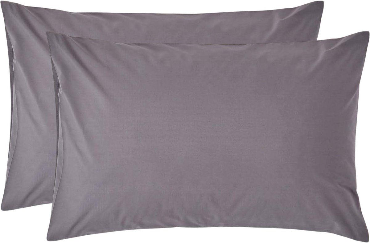 Homescapes Kussensloop 50x75 cm Set van 2 – Donkergrijs – 100% Egyptisch Perkal Katoen – 200 TC