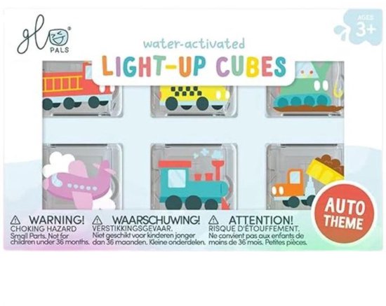 Glo Pals - light up cubes - Badspeelgoed - Sensory play - Auto - Voertuigen - 6 stuks van Glo Pals — afbeelding 4