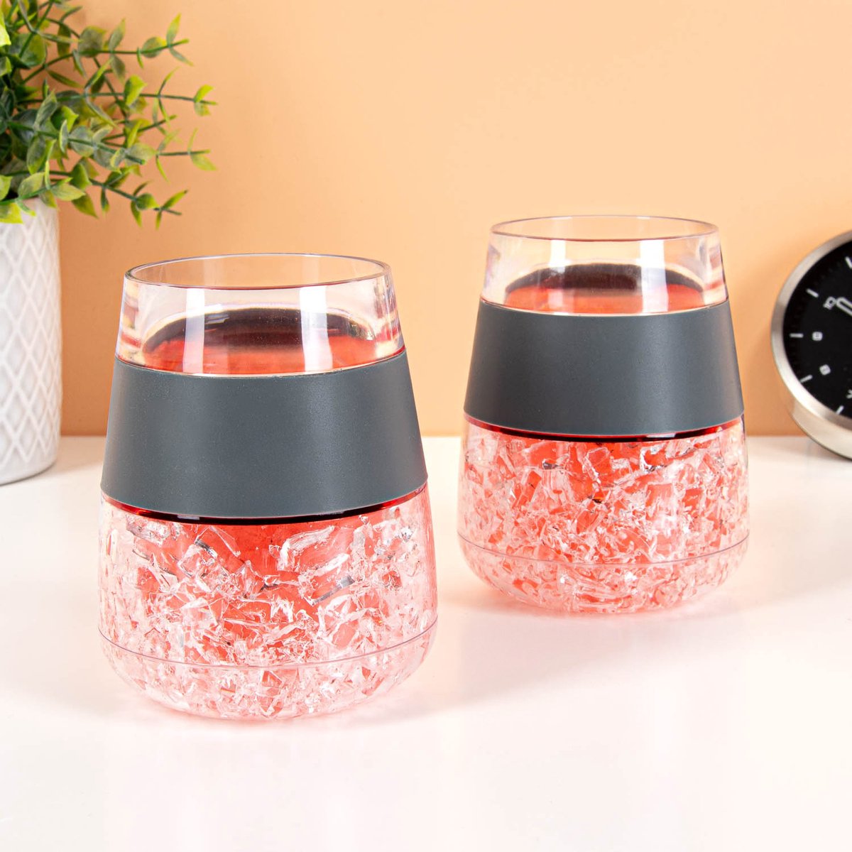 MikaMax Koelbekers Set van 2 – Met Koeltas – Herbruikbare Cups voor Wijn, Cocktails & Frisdrank – Ideaal voor Zomer, Strand & Onderweg