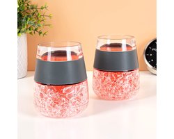 MikaMax Koelbekers Set van 2 – Met Koeltas – Herbruikbare Cups voor Wijn, Cocktails & Frisdrank – Ideaal voor Zomer, Strand & Onderweg
