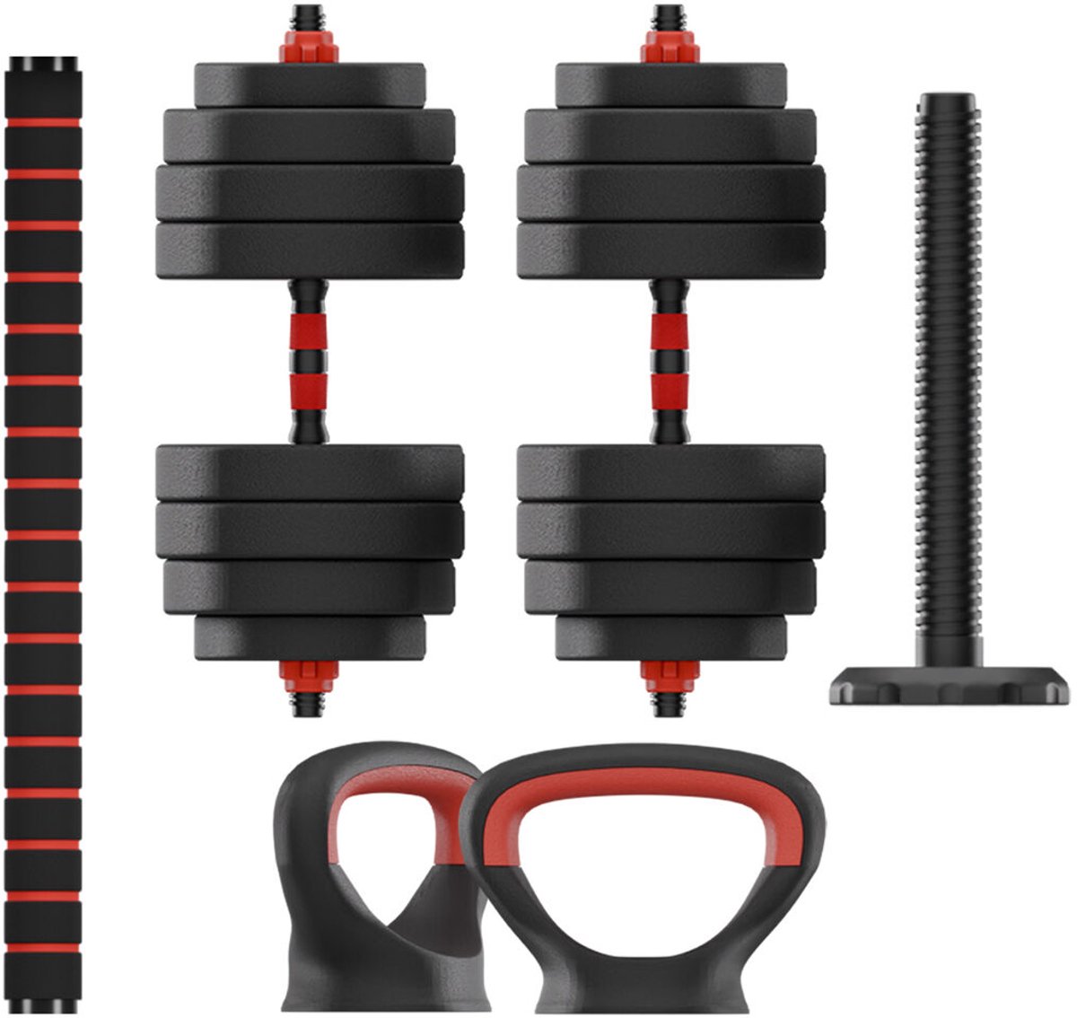Kettlebell- en halterset KSIX Zwart 20 kg 19 Onderdelen