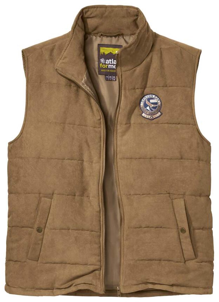 ATLAS FOR MEN Bodywarmer van gewatteerde suedine Heren Verkrijgbaar in grote maten Camel
