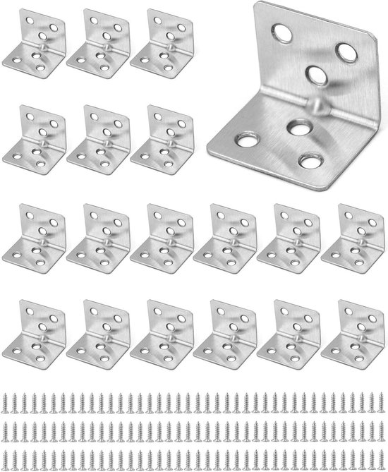 20 stuks hoekverbinders, 30 x 50 x 19 mm, verstelbare L-vormige