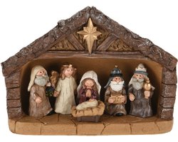 Complete kerststal - met beeldjes - L22,5 x B8,5 x H18,5 cm - kerststal voor kinderen