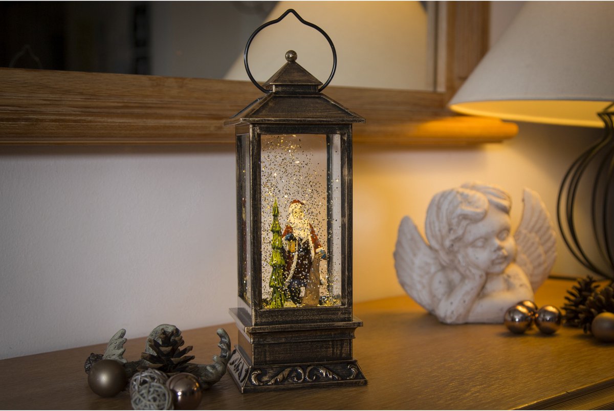 Konstsmide 2888 - Kerstdecoratie - 1 lamps LED sneeuwlantaarn met kerstman - 11x27 cm - op batterij - voor binnen - warmwit – foto 3