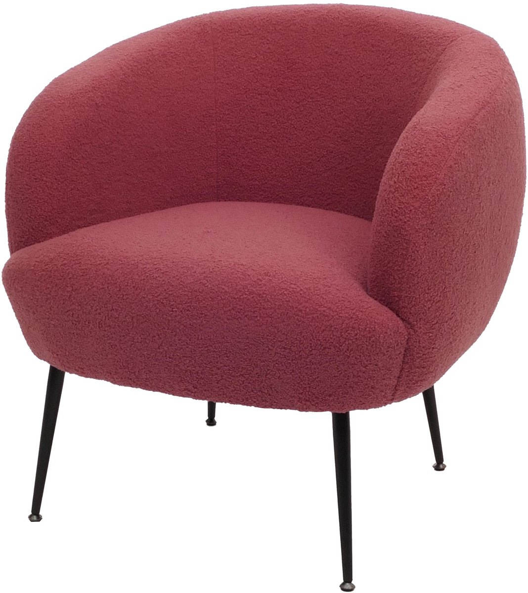 MCW Lounge fauteuil MCW-O37, cocktail/club fauteuil gestoffeerde fauteuil, stof/textiel bouclé (330g/m²) metaal MVG ~ paars-rood