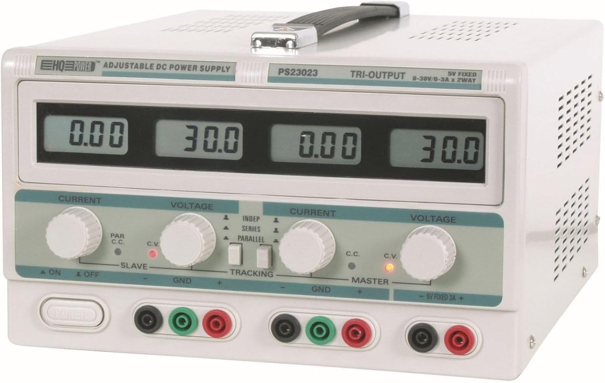 Regelbare Laboratoriumvoeding 0-30 VDC / 0-3 A met Stroombegrenzing en LCD-schermen