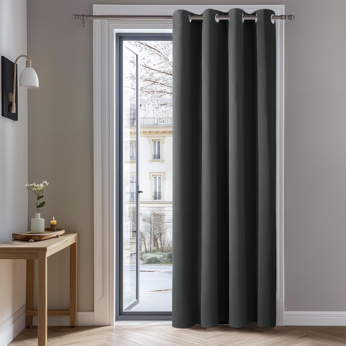 Verduisterend Gordijn 132x214 cm Donkergrijs Deurgordijn voor Woonkamer