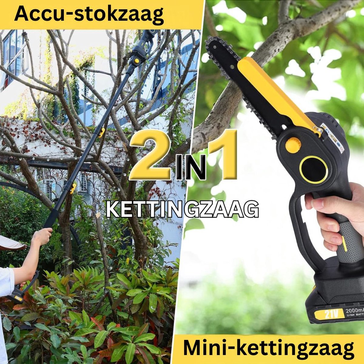 MKSS Telescopische Snoeischaar - Mini Kettingzaag - Zwart en Geel thumbnail 2