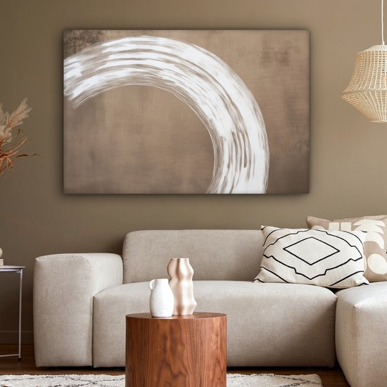 Peinture sur toile 120x80 cm - Peinture Décoration murale - Marron - Japandi - Décoration murale murale salon - Décoration chambre - Accessoires de chambre - Peintures sur toile