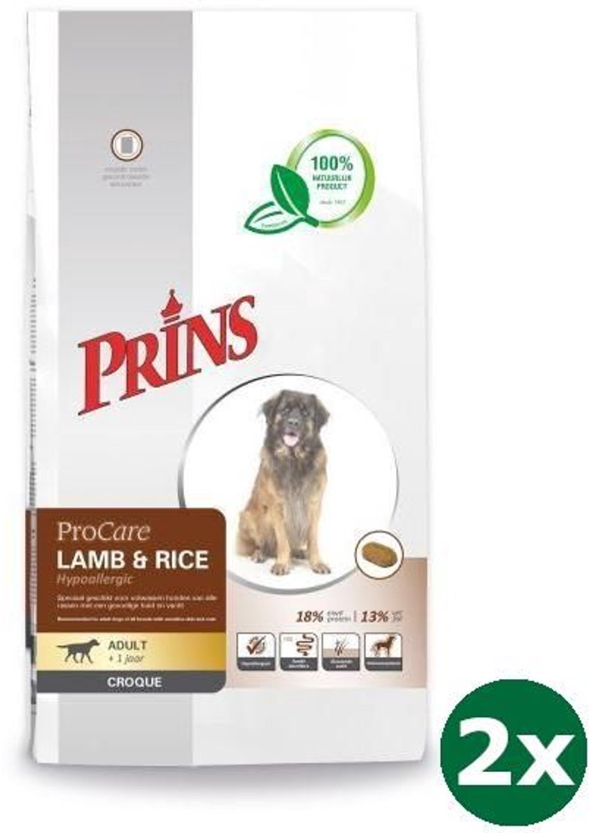 Prins 2x10 kg Prins procare croque hypo allergic lam/rijst hondenvoer