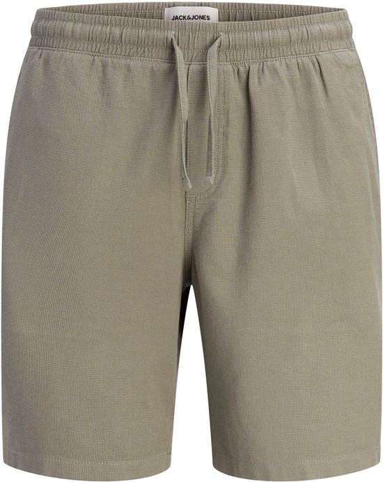 Lichtgroene wafel short voor jongens van Jack & Jones, met een trekkoord en elastische tailleband.