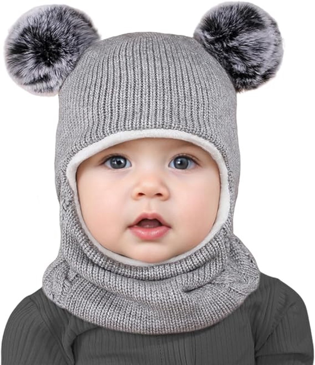 KNITAS Handschoenen wol kinderen baby peuters, gebreide handschoenen merinowol en kasjmierwol voor jongens meisjes 0,5-7 jaar, wollen handschoenen warm gebreid comfortabel zacht, in beige, roze, grijs