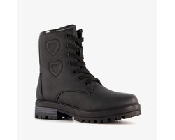 Blue Box meisjes veterboots met hartjes zwart - Maat 37