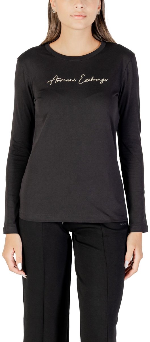 Long Sleeve Round Neck Cotton T-shirt Wo - Black Shirts