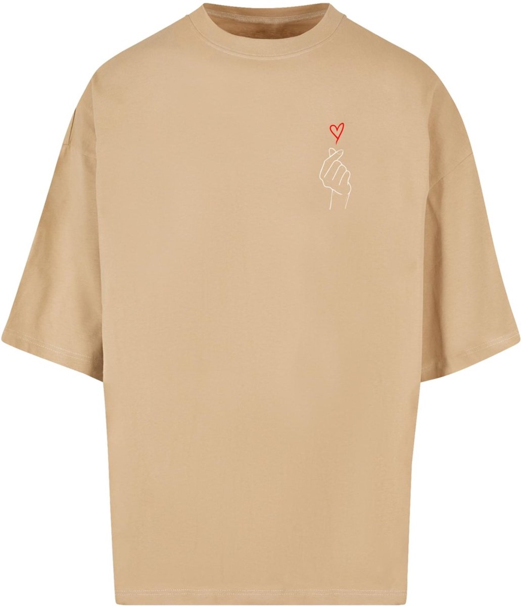 Merchcode - K Heart Huge Heren T-shirt - M - Beige