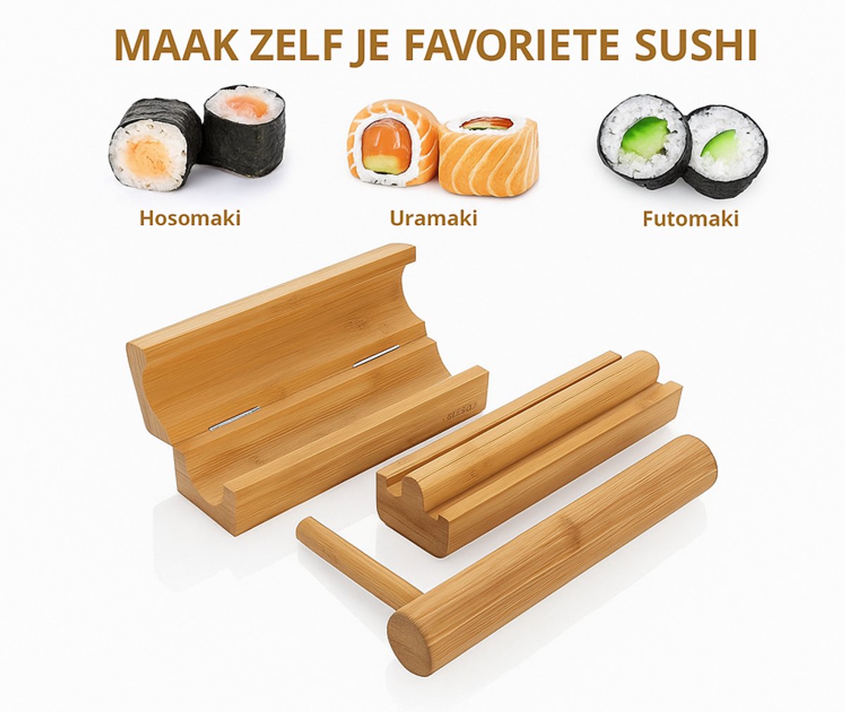 Ukiyo Sushi Maker Set Bamboe - Duurzame Sushimakers Kit - Sushi Bazooka - Sushiset — cadeau in Kookcadeaus - foto 2