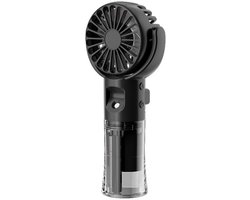 Draagbare handzame mistventilator - Mini draagbare oplaadbare ventilator - Draagbare ventilator met 4 snelheden - USB oplaadbare ventilator - Geschikt voor buiten, kantoor, kamperen, reizen, accessoire (zwart)